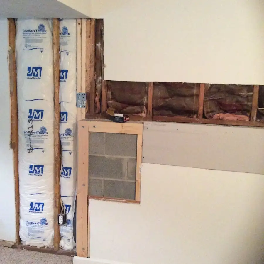 Wall insulation replacement during Contents Cleaning & Restoration in Camp Springs
